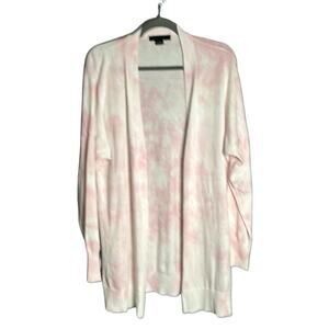 Sanctuary Pink and White Tie Dye Long Open Cardigan Size Medium